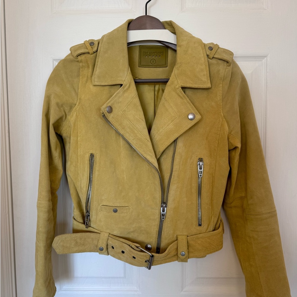 Blank NYC yellow suede moto jacket